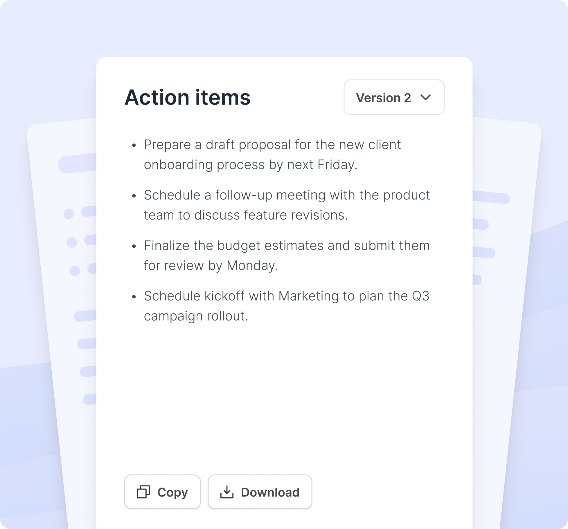 Action items feature illustration